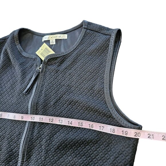 NWT Max Studio Black Quilted Textured A Line Dress faux accents Zipper Front sz - Picture 12 of 13